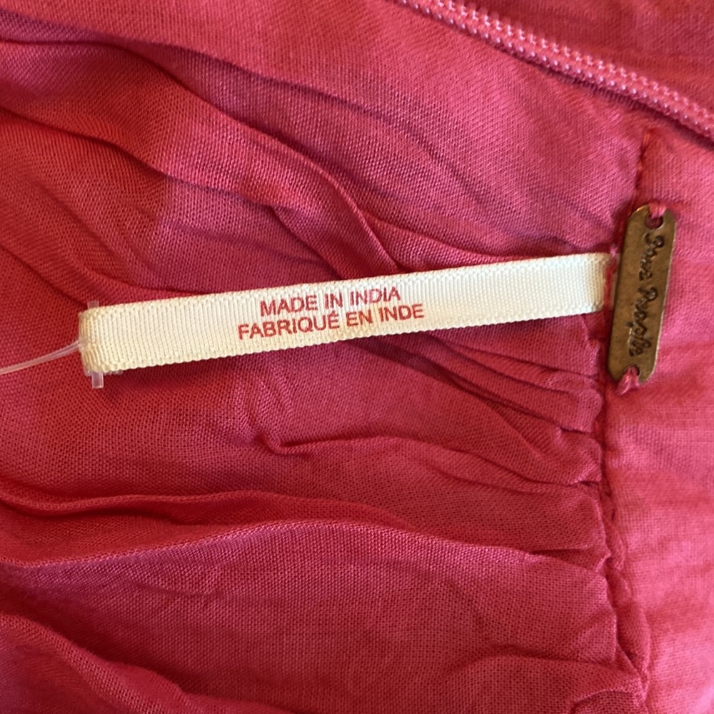 Free People Strapless Dress in Salmon with Gold Print - Picture 7 of 10